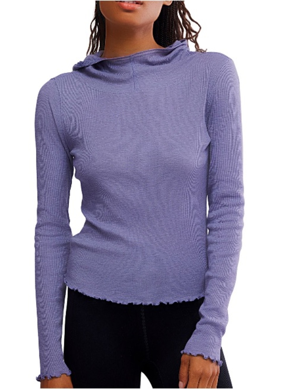 FP Movement by Free People Lavender Ribbed Long Sleeve Top